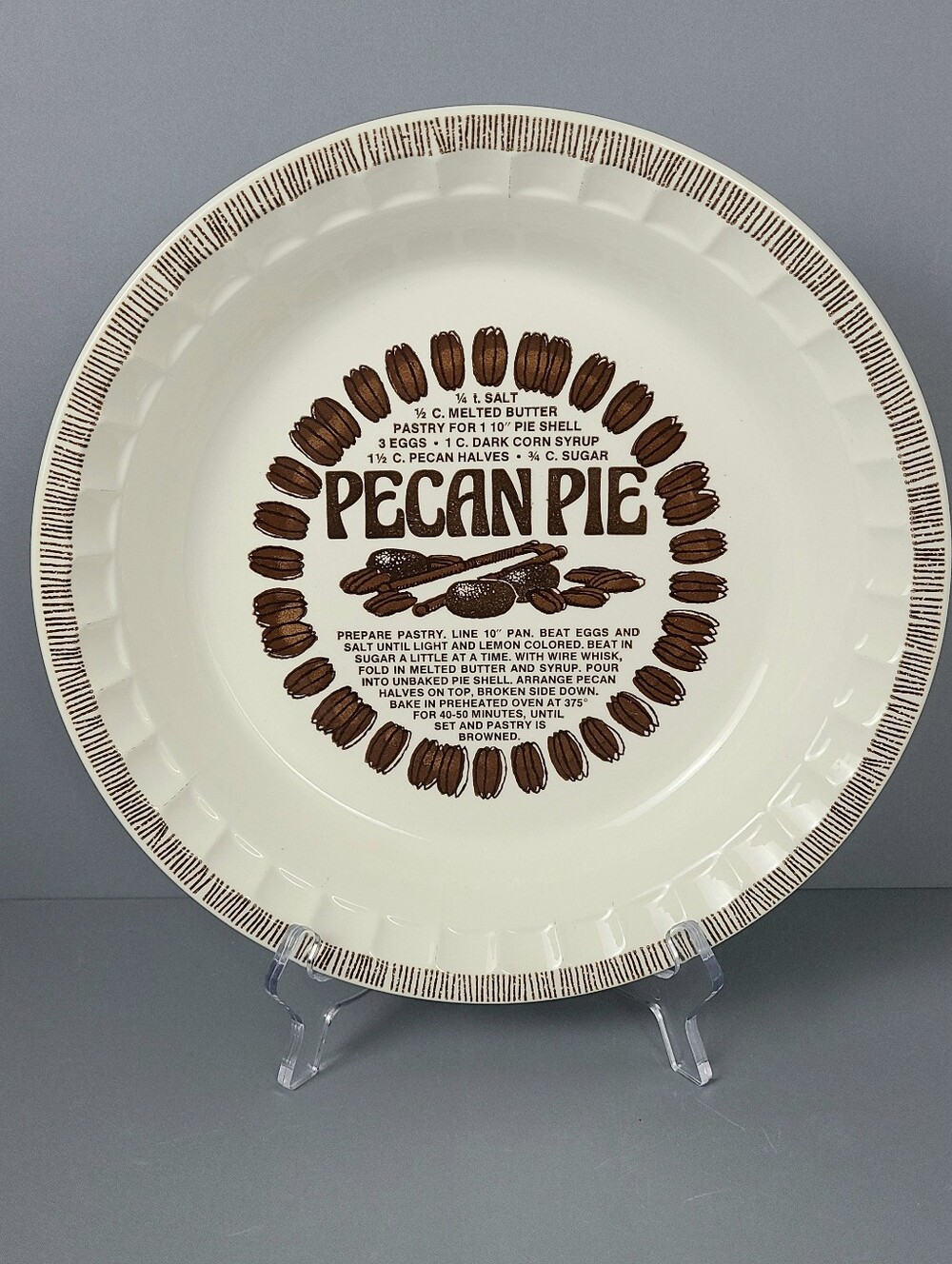 Royal China Jeannette USA Vintage Pecan Pie Dish Plate